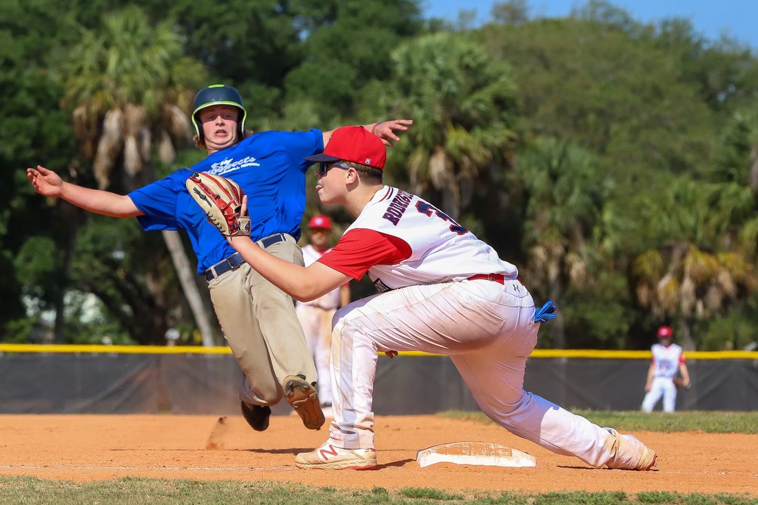 High school baseball game action — Tampa Bay