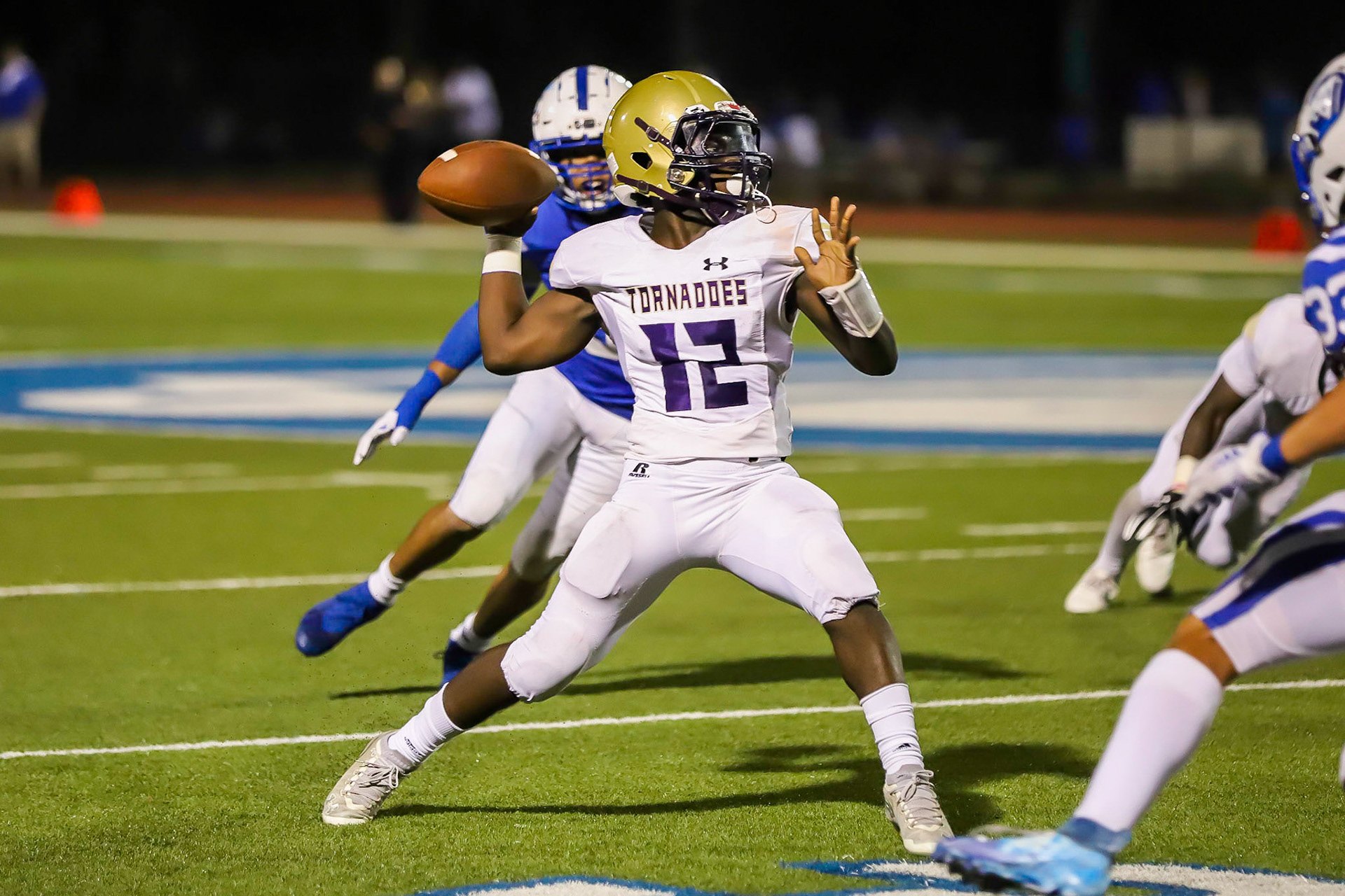 High school football action