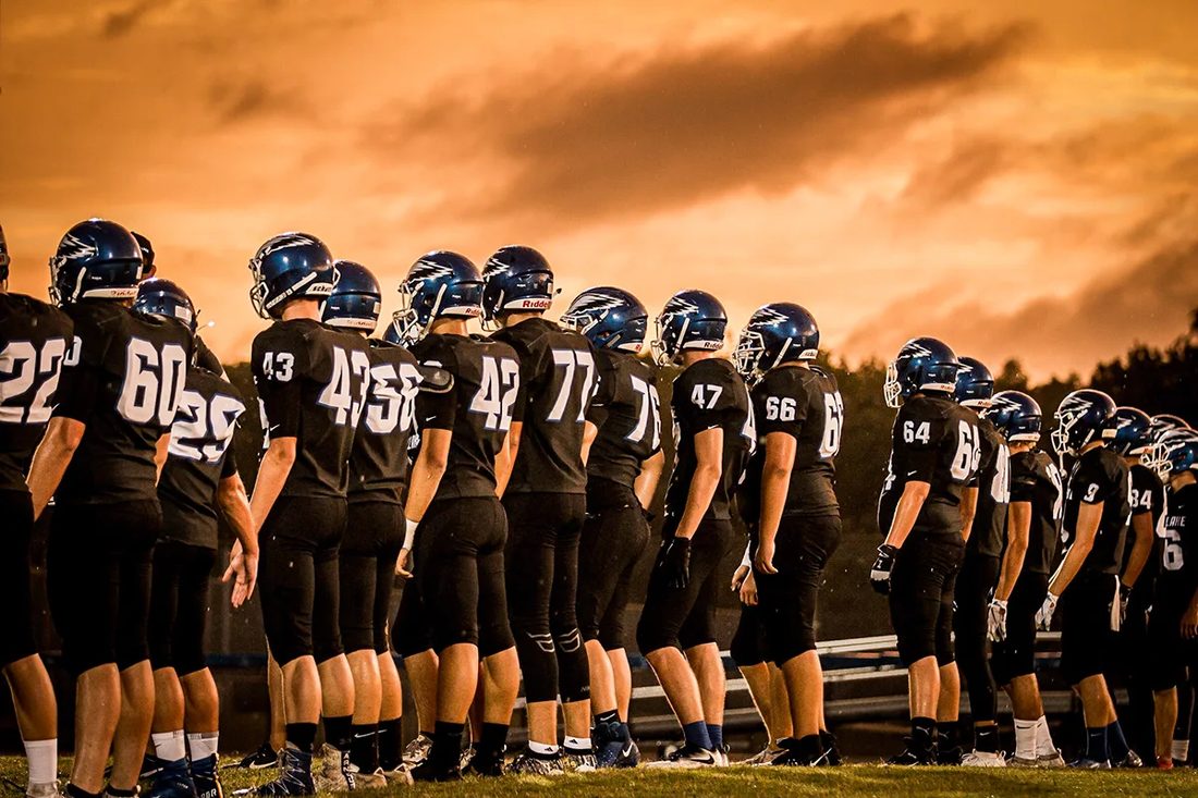 High school football game action — Tampa Bay