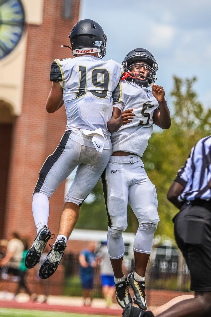 High school football game action — Tampa Bay