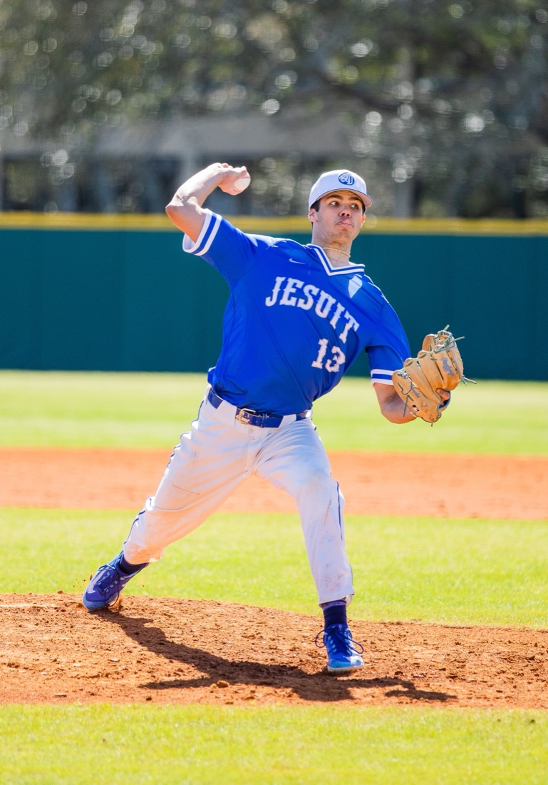 Jesuit baseball players competing in an intersquad match