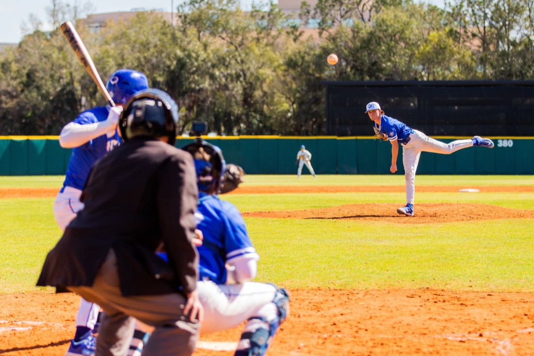 Jesuit baseball players competing in an intersquad match