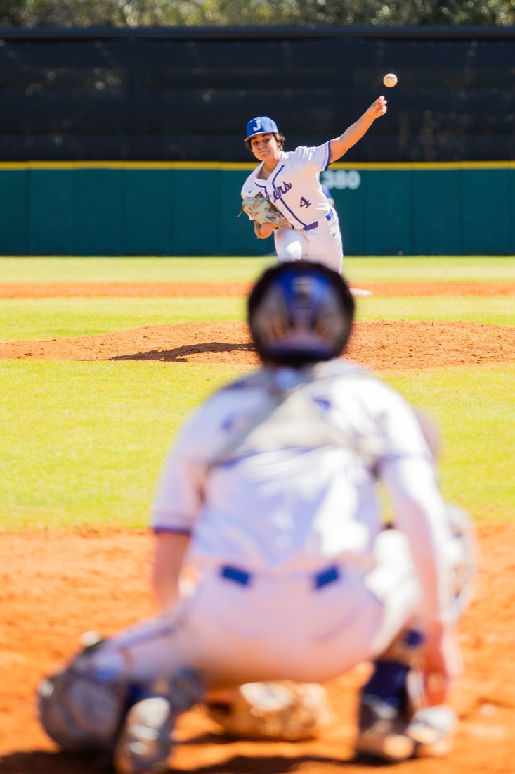 Jesuit baseball players competing in an intersquad match