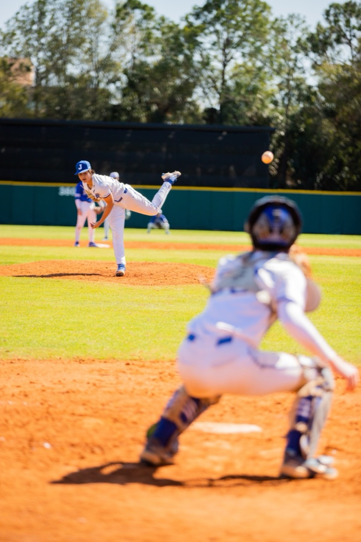 Jesuit baseball players competing in an intersquad match