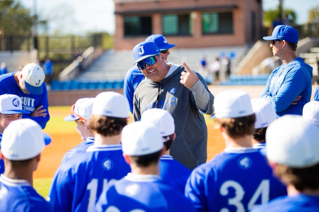 Jesuit baseball players competing in an intersquad match