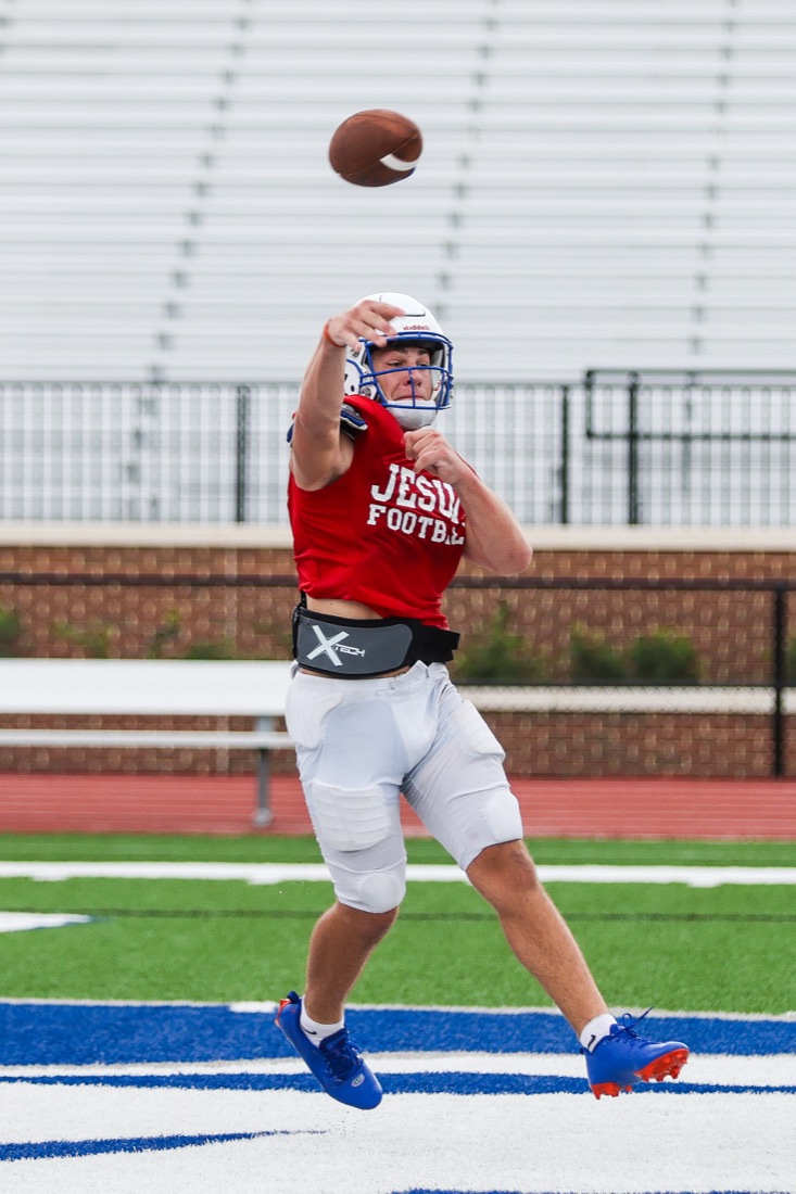Jesuit football team working through an on-field practice session